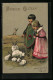 Präge-AK Zwei Kleine Kinder Und Ihre Hasen, Osterhase, Grusskarte  - Easter