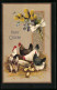 Präge-AK Hennen Mit Ihren Küken, Osterküken, Grusskarte  - Easter