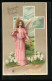 Präge-AK Osterengel In Pinkem Kleid Und Kleinen Glöckchen, Grusskarte  - Anges