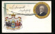 Lithographie Porträt Von Bismarck, Krone Und Wappen  - Personajes Históricos