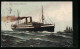 AK Passagierschiff Prinz Friedrich Wilhelm, Bei Starkem Wellengang Gesehen, Ein Segelschiff Im Hintergrund  - Dampfer