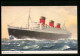 Künstler-AK Passagierschiff Cunard R.M.S. Queen Mary, Der Dampfer Nimmt Fahrt Auf  - Steamers
