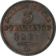 Royaume De Prusse, Wilhelm I, 3 Pfennig, 1867, Hanovre, Cuivre - Petites Monnaies & Autres Subdivisions