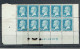 176 Pasteur 50 C. Bleu  Bloc De 10 Bas De Feuille Avec Marque Atelier Et Date 18 012 27 Luxe - 1922-26 Pasteur