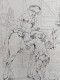 TABLEAU - PIERRE OUTIN (1840-1899) , CAVALIER DANS UNE COUR DE FERME - Zeichnungen