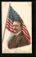 AK Präsident Der USA Theodore Roosevelt Mit Amerikanischer Flagge  - Hombres Políticos Y Militares