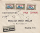 LETTRE. TUNISIE. 1 8 1924. RECOMMANDE PAR AVION TUNIS POUR PARIS. POSTE AERIENNE N° 2 X 3 - Poste Aérienne