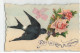 OISEAU #MK34023 DIS LUI QUE JE L AIME UN OISEAU QUI TRANSPORTE BOUQUET DE FLEURS ROSES CARTE SYSTEME AJOUTIS - A Systèmes