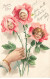 FANTAISIES #MK41935 BONNE FETE FLEURS ROSES TROIS TETE BEBES - Babies