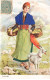 FANTAISIES #MK45943 SAVOIE UNE FEMME ET UNE CHEVRE PAR ILLUSTRATEUR H WATZAL CARTE TISSUS - Vrouwen