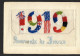 CARTE BRODEE  Militaire 1919 Souvenir De France Avec Petite Carte Illustrée - Embroidered