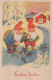 Buon Anno Natale GNOME Vintage Cartolina CPSMPF #PKG421.IT - Año Nuevo