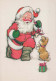 BABBO NATALE Buon Anno Natale Vintage Cartolina CPSM #PBL315.IT - Santa Claus