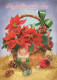 BABBO NATALE FLOWERS Natale Vintage Cartolina CPSM #PAK997.IT - Santa Claus