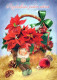 BABBO NATALE FLOWERS Natale Vintage Cartolina CPSM #PAK997.IT - Kerstman