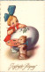 Joyeuses Pâques - Petite Fille Avec Son Chien Dessinant Sur Son Oeuf - Ostern