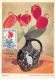 BELGIQUE.Carte Maximum.AM14094.1954.Cachet Belgique.Fleur.Peint Avec Le Pied.Anthurium.Schmitz-Hochburg - Usados