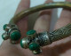 Delcampe - Antique Medival Silver Bracelets With Green Stone - Bracciali