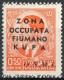 OCCUPAZIONI 1941 ZONA FIUMANO KUPA P. 0,50 COLOR ARANCIO SOPRASTAMPA 'ZONA OCCUPATA FIUMANO KUPA O.N.M.I.' MNH SASSONE 2 - Fiume & Kupa