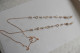 Cordon Chaine à Lunettes Métal Doré Cristaux Blanc Transparent Et Perles Fines Imitation Blanc Nacré - Necklaces/Chains