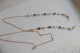 Cordon Chaine à Lunettes Métal Doré Cristaux Bleu Paon Et Perles Fines Imitation Blanc Nacré - Necklaces/Chains