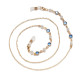 Delcampe - Cordon Chaine à Lunettes Métal Doré Cristaux Bleu Paon Et Perles Fines Imitation Blanc Nacré - Colliers/Chaînes