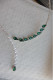 Collier Tour De Cou Métal Argenté Serti Strass Blanc Transparent Et Gouttes Couleur Vert émeraude - Necklaces/Chains