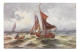 Nautical Painting Fishing Sail Boats Choppy Water Peter Luhn Art Postcard Barmen Germany - Malerei & Gemälde