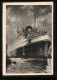 Künstler-AK Italienisches Passagierschiff MS Vulcania In Der Bugansicht Am Hafen  - Steamers