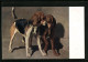 Künstler-AK Zwei Stehende Jagdhunde  - Hunde