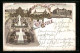 Lithographie Gotha, Schlosberg, Schloss Friedenstien, Landgerichtsgebäude  - Gotha