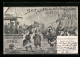 Künstler-AK Berlin, Hochwasser 1902, Fahrgäste Verlassen Dee Vom Blitzschlag Getroffene Elektrische  - Überschwemmungen