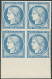 ** Réimpression. No 8f, Bloc De Quatre Bdf, Superbe - 1849-1850 Cérès