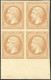 **  No 13B, Brun Clair Type II, Bloc De Quatre Bdf, Superbe. - R - 1853-1860 Napoléon III.