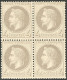 * No 27B, Gris Type II, Bloc De Quatre, Très Frais. - TB - 1863-1870 Napoleon III With Laurels