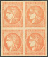 * No 48, Orange, Bloc De Quatre. - TB - 1870 Bordeaux Printing