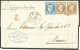 Lettre Losange Sur CG 9 Paire + 12. Cad "Inde/Pondichéry Sur Lettre Avec Texte Pour L'Ile Maurice, 1871. - TB. - R. - Other & Unclassified
