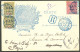Lettre Cad Bleu "Majunga/Madagascar" Mai 104 Sur N°53 + 55 Paire Verticale, Sur CP Illustrée Recommandée Pour Paris. - T - Autres & Non Classés