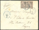 Lettre Cad Télégraphique Bleu "Bourail" 1888 Sur CG 54 (2) Sur Enveloppe Pour Lyon. - TB. - R - Other & Unclassified