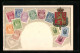 AK Norwegen, Briefmarken Und Wappen  - Timbres (représentations)