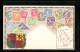 AK Briefmarken Cape Of Good Hope, Landkarte Und Wappen  - Briefmarken (Abbildungen)