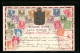 AK Dänemark, Briefmarken Und Wappen, Landkarte Mitteleuropas  - Briefmarken (Abbildungen)