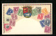 AK Venezuela, Briefmarken Und Wappen  - Briefmarken (Abbildungen)
