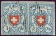 SUISSE - SBK 17II  5 RAPPEN BLEU CROIX NON ENCADREE PAIRE POSITION 5 ET 6 - OBLITEREE - 1843-1852 Federale & Kantonnale Postzegels