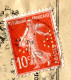 RC 27591 FRANCE 1910 SEMEUSE PERFORÉ " PC " PHARMACIE CENTRALE DE FRANCE SUR LETTRE POUR PARIS ( VOIR DESCRIPTION ) - Storia Postale