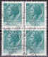 Italie YT 1004 Mi 1264 Année 1968-72 (Used °) (Filigrane étoile) Monnaie De Syracuse (Bloc De 4) (2 Scan) - 1946-60: Oblitérés