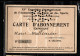 CARTE EXPOSANT XV (1914) SALON INTERNATIONAL AUTO CYCLE ET SPORTS PERFOREE 1919 SUITE A ANNULATION RARE - Membership Cards