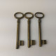 Vintage Lot Of 3 Different Brass Keys Skeleton Keys 10 Cm #5548 - Antike Werkzeuge
