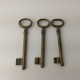 Vintage Lot Of 3 Different Brass Keys Skeleton Keys 10 Cm #5548 - Ancient Tools