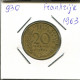 20 CENTIMES 1963 FRANCE Pièce Française #AN167.F.A - 20 Centimes